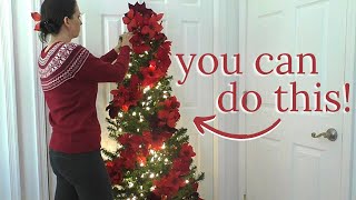 Poinsettia Christmas Tree Decorating! HOW TO Decorate this Poinsettia Tree