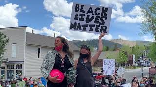 Protesters address a crown in Breckenridge on June 1, 2020.