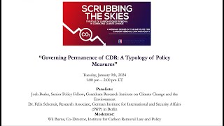 Governing Permanence of CDR: A Typology of Policy Measures