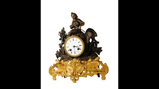 1855 Japy Freres Antique bronze gilded mantel clock #AntiqueClocksDepot