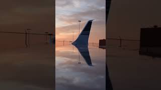 Private Jet Hawker 800XP Emerges from Cleveland Hangar at Sunrise!