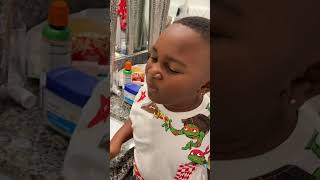 My baby brushing his teeth 🦷 before school 🏫