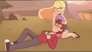 Dipper and Pacifica on top of a cliff relaxing with background music which is kinda Lofi