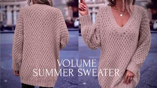 НОВЫЙ ГЛАМУР! 🥂 РОСКОШНЫЙ УДЛИНЕННЫЙ ДЖЕМПЕР УЗОРОМ 3 D! KNITTING SUMMER SWEATER