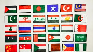 Palestine 🇵🇸 flag drawing✨ Arab countries flag drawing/30 countries flag drawing