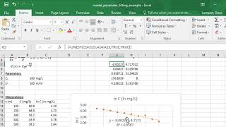 Environmental Model Parameter Fitting with Linear Regression in Excel