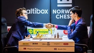 MAGNUS CARLSEN VS ANISH GIRI - NORWAY CHESS 2017 ROUND 5