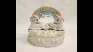 1986 Enesco Rainbow Forest Music Box Schmid Unicorn Friendship