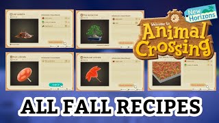 All Fall DIY Recipes | Animal Crossing New Horizons