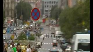 Looking down Wenceslas Sq in Prague