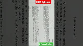 NDDS ll Syllabus ll B Pharm 7th Sem. ll @SG pharma study material