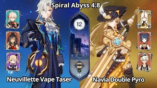 C0 Neuvillette Vape Taser & C0 Navia Double Pyro - Spiral Abyss 4.8 Floor 12 Genshin Impact