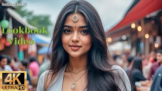 Breathtaking 4K AI Art | Indian Model Dazzles in a Rainy Market Scene! 🌧️