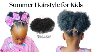 Easy Kids Afro Ponytail with Rubber Bands | Cute & Simple Hairstyle Tutorial