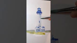 Faro en ACUARELA mano alzada #watercolorpainting