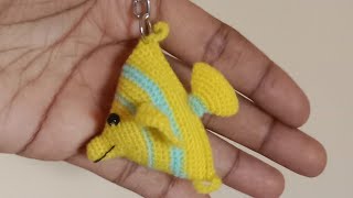 Handmade Crochet Woollen Angle Fish Keychain