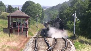 LMS No.46100 'Royal Scot' tnt with LMS Ivatt Class 2 No.41241 departing Damems Junction [KWVR 2018]