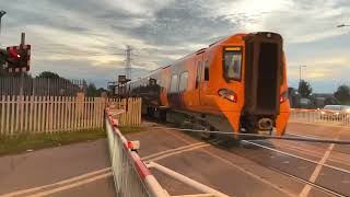 Slow motion.  Train Nuneaton to Coventry crossing at Exhall Coventry October 24