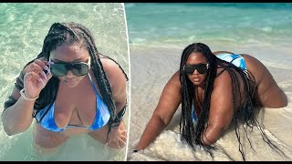 Lizzo Rolls Around In The ‘Middle Of The Ocean’ In A Blue Tie Dye Bikini