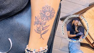 Leg flower tattoo