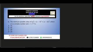 Minimum Value Of Complex Number // Question of the day