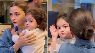 Baby raha kapoor talking to her Daadi Amma Neetu at airport video goes viral #aliabhatt #rahakapoor