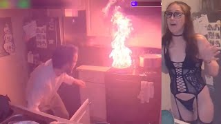 Kick streamer "hiheyitsdani" nearly burns down the house in a cooking stream. #idiots