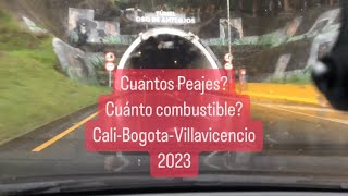 Viaje desde Cali hacia Villavicencio en carro $Peajes $gasolina ⛽️