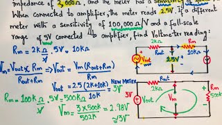 #27 FE-PE Exam Prep | Find Voltmeter reading know meter sensitivity and impedance