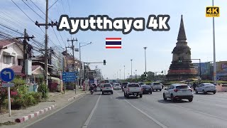 Driving 4K 🇹🇭 downtown Ayutthaya province in Thailand