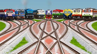 9 Indian Express Line to Line Crossing By Diamond Railroad Crossings Track | Train Games | #railfans