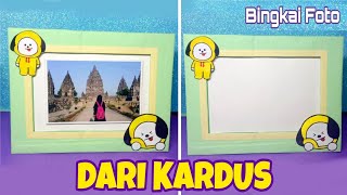 Bingkai Foto dari Kardus bekas | How to make a photo frame with cardboard | Pigora BTS BT21