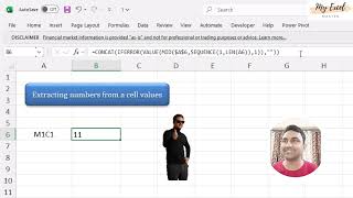 Extract numbers from cell values in excel