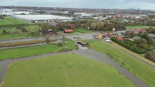 Dronebeelden inlaat waterberging Woudse polder