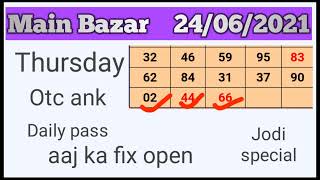 Main Bazar today fix otc ank main bazar open to close Jodi special Satta matka today dpboss result