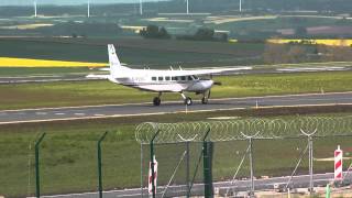 Cessna 208B landing and taxing at Kassel Calden Airport