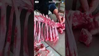 Chef cutting beef ribs using a modern machine #shorts #chef #food