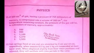 Solving NTS MCAT Past Paper 2017 (PHYSICS Portion) by:- Musawir Ali ; From: M.A.S.  ACADEMY