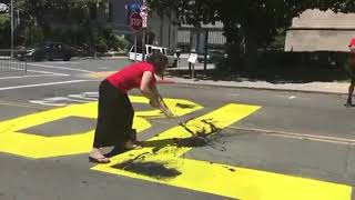 Trump supporters paints over #BlackLivesMatter mural.