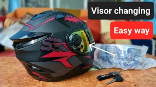 Steelbird SBH 17 Terminator Visor Change | Glass change Visor Replacement Steelbird S3 Robot Helmet