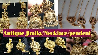 gold antique jumuka/jimiki designs/gold antique necklace and     pendent like GRT @goldtrend7152