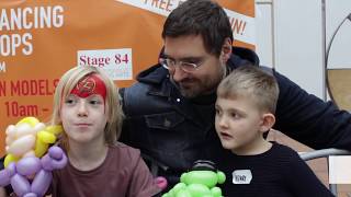 Brandon Ben and Henry went to the Stage 84 day at the Airedale Shopping Centre in Keighley.