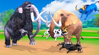 African Elephant vs Woolly Mammoth Save Giant Bulls From Elephant Animal Fight | Animals Games Tv