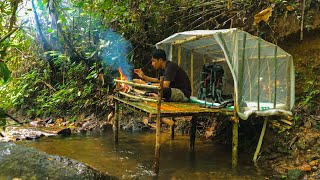 24 jam solo camping membuat SHELTER dan memancing ikan 🔥⛺️