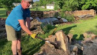 Splitting on some spalted Hackberry and a small ramble through the woodlot