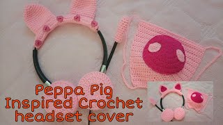 Crochet Headset Cover , Peppa pig/Bunny inspired design