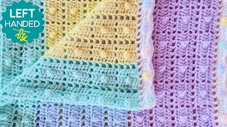 How to Crochet a Blanket LEFT HANDED - EASY Berry Biscuit Crochet Baby Blanket!