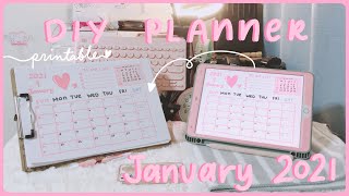 🌸 DIY planner - january 2021 cute calendar | kawaii mee