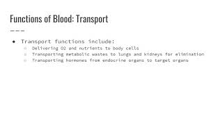 Functions of Blood