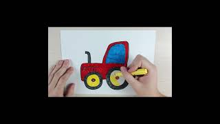 Draw a tractor for kids||Рисуем трактор для детей||Bolalar uchun traktor chizish| #shorts